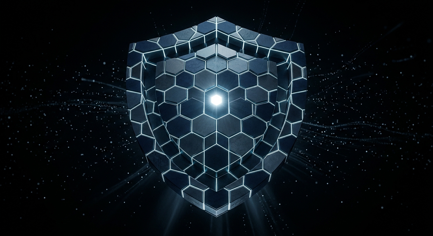 エンタープライズセキュリテアーキテクチャの抽象ビジュアル